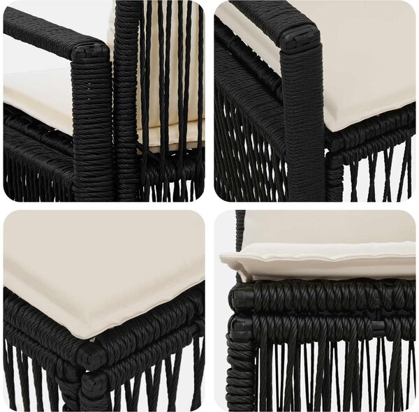 VidaXL Kerti Kanapé Szett 6 pcs Fekete polirattan
