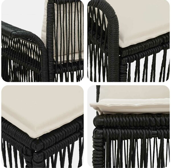 VidaXL Kerti Kanapé Szett 6 pcs Fekete polirattan