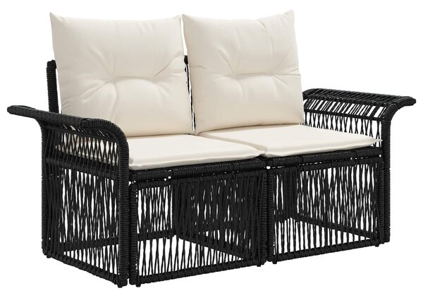 VidaXL Kerti Kanapé Szett 6 pcs Fekete polirattan