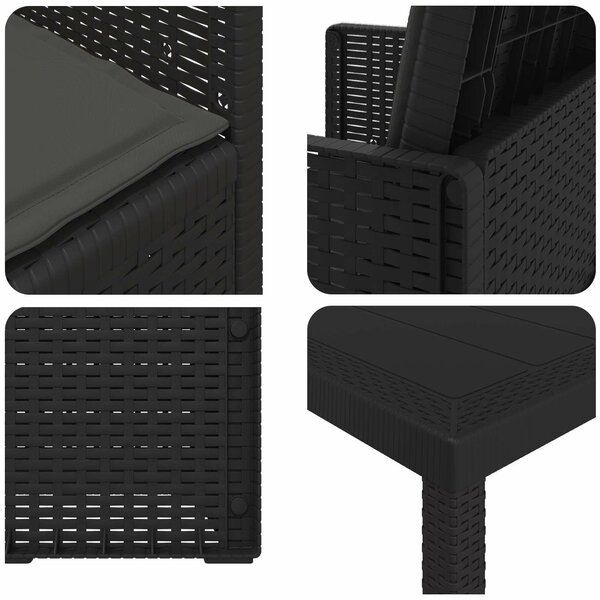 VidaXL Kert étkező szett párnával 7 pcs Antracitszürke PP