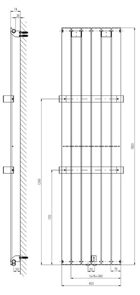 Sapho Sapho, COLONNA fűtőelem 450x1800 mm, pala textúrával, IR147