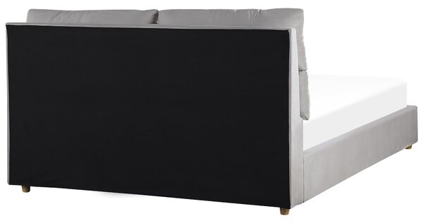 Ágyneműtartós ágy Bársony BATILLY 160 x 200 cm Világosszürke