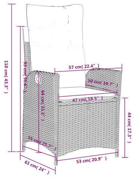VidaXL Polyrattan Kerti Étkezőgarnitúra - 3 részes - Szürke