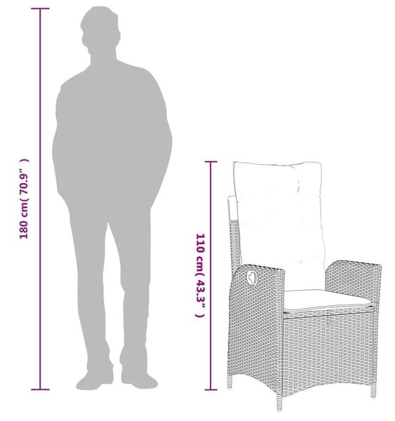 VidaXL Polyrattan Kerti Étkezőgarnitúra - 3 részes - Szürke