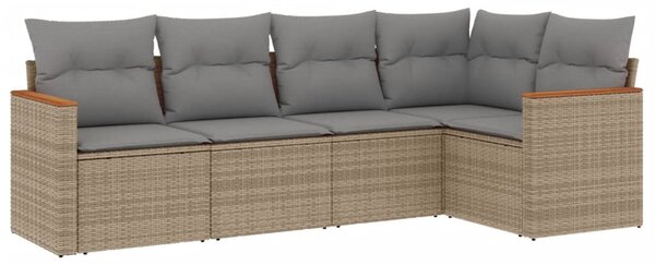 5 részes bézs polyrattan kerti ülőgarnitúra párnákkal