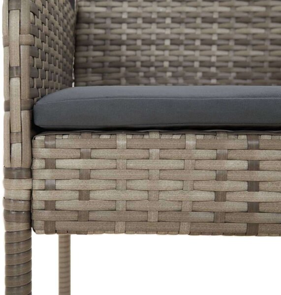 VidaXL 5 részes szürke polyrattan kerti étkezőgarnitúra párnával
