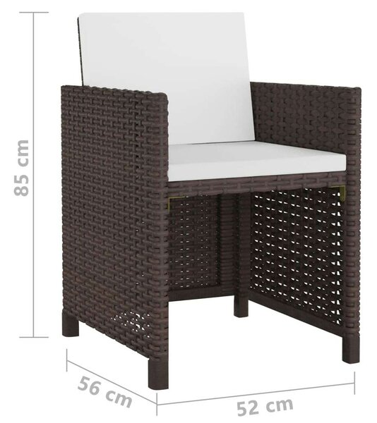 VidaXL 13-részes barna kültéri polyrattan étkezőszett párnákkal