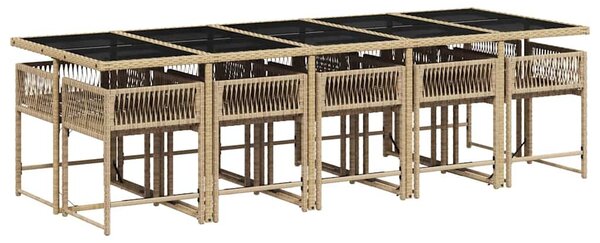 11 részes bézs polyrattan kerti étkezőgarnitúra párnákkal