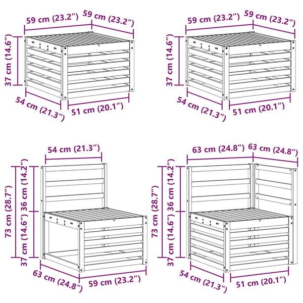 VidaXL Kültéri kanapé szett 7 pcs Természetes Tömör Akácfa
