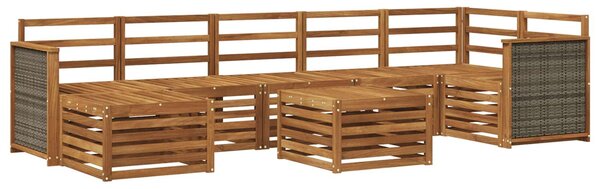 VidaXL Kültéri kanapé szett 7 pcs Természetes Tömör Akácfa