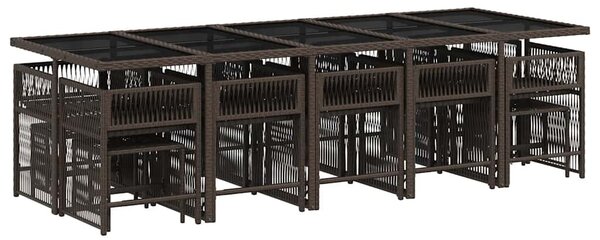 15 részes barna polyrattan kerti ülőgarnitúra párnákkal