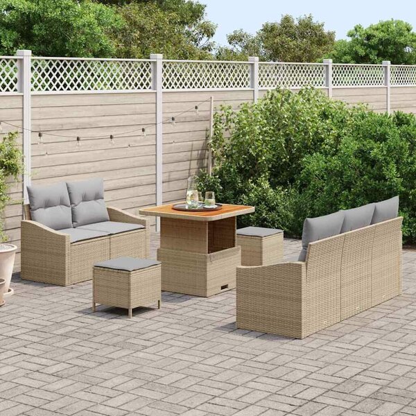 VidaXL Kerti Kanapé Szett párnával 8 pcs Beige és Világosszürke