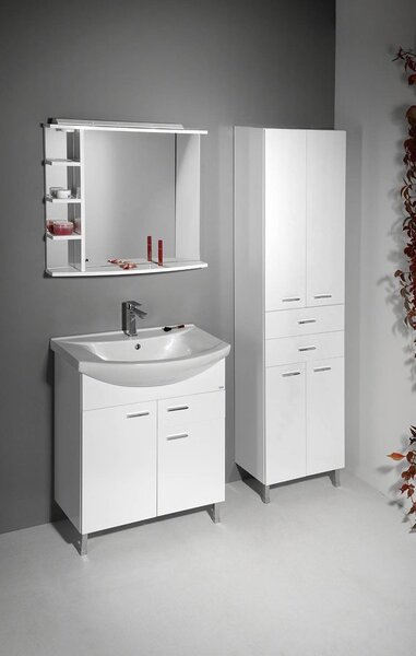 Aqualine Aqualine, ZOJA / KERAMIA FRESH szekrény magas 50x184x29cm, fehér, fiókos, 51291