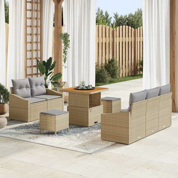 VidaXL Kerti Kanapé Szett párnával 8 pcs Beige és Világosszürke