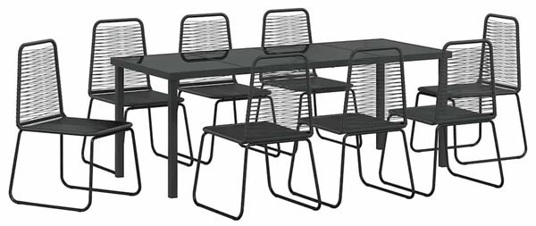 VidaXL Kert étkező szett 9 pcs Fekete Porszórt acél