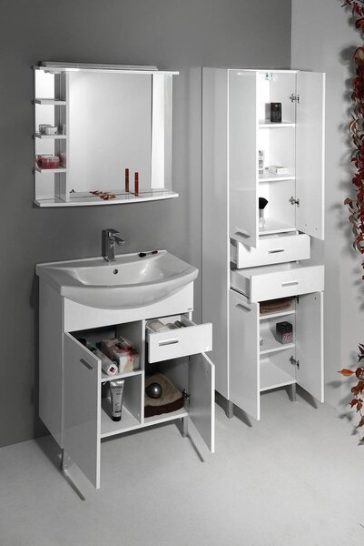Aqualine Aqualine, ZOJA / KERAMIA FRESH szekrény magas 50x184x29cm, fehér, fiókos, 51291