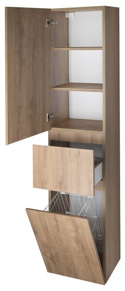 Aqualine Aqualine, ALTAIR magas szekrény kosárral 40x184x31cm, emporio tölgy, AI485L
