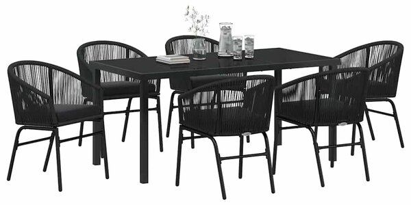 VidaXL Kert étkező szett 7 pcs Fekete Poli rattan