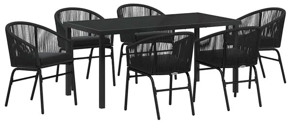 VidaXL Kert étkező szett 7 pcs Fekete Poli rattan