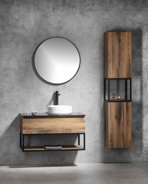 Sapho Sapho, SKARA szekrény 35x171x32cm, 2x ajtó, bal/jobb, fekete matt/collingwood tölgy, CG010-1919