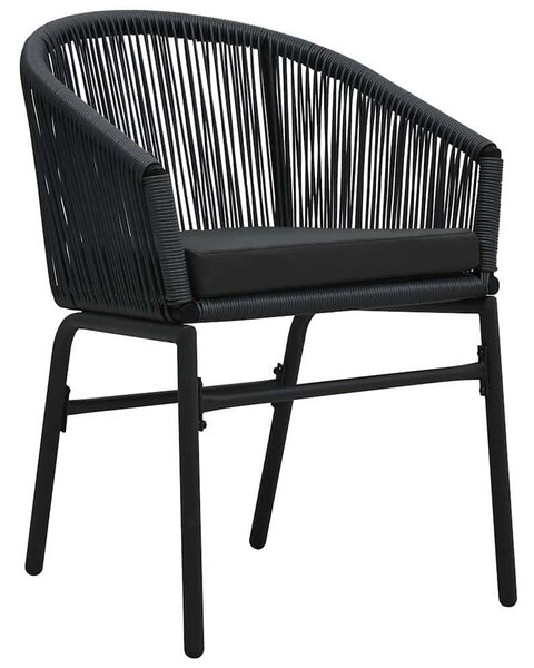 VidaXL Kert étkező szett 7 pcs Fekete Poli rattan