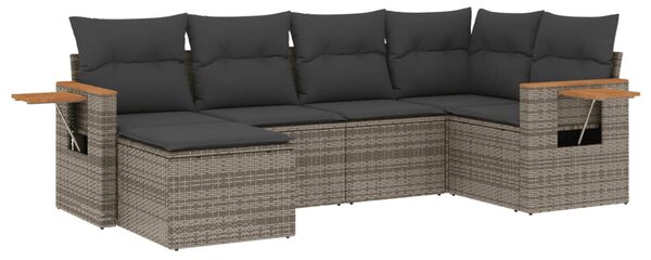 6 részes szürke polyrattan kerti ülőgarnitúra párnákkal