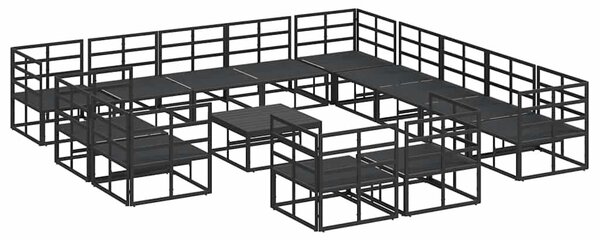 VidaXL Kerti Kanapé Szett párnával 14 pcs Fekete Alumínium