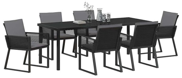 VidaXL Kert étkező szett 7 pcs Fekete Porszórt acél