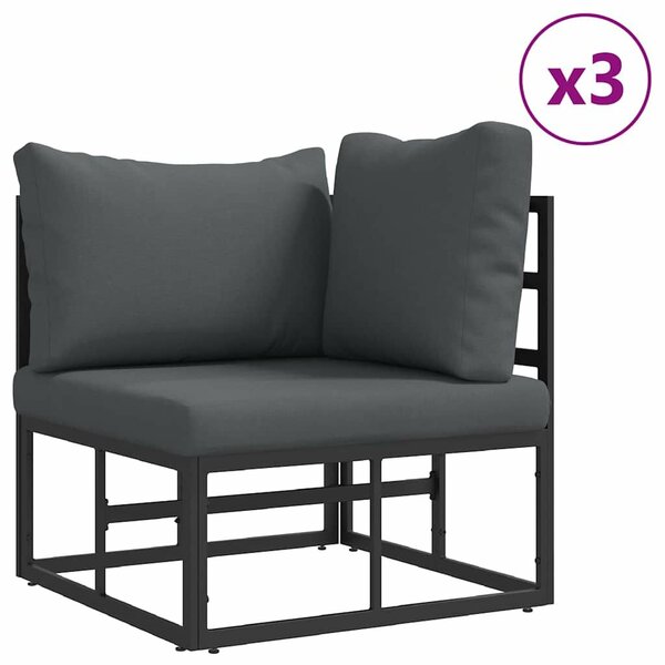 VidaXL Kerti Kanapé Szett párnával 14 pcs Fekete Alumínium