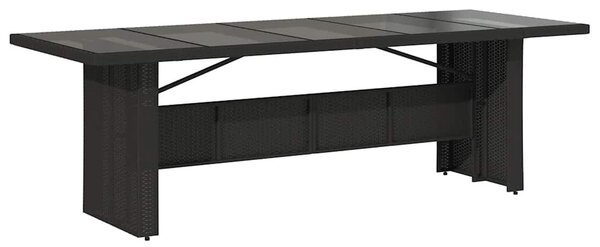 11 részes fekete polyrattan kerti bisztrógarnitúra párnákkal