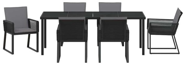 VidaXL Kert étkező szett 7 pcs Fekete Porszórt acél