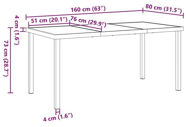 VidaXL Kert étkező szett 7 pcs Fekete Porszórt acél