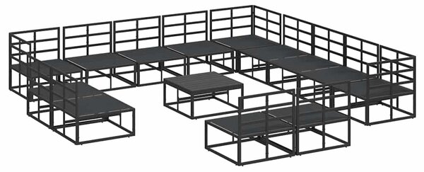VidaXL Kerti Kanapé Szett párnával 14 pcs Fekete Alumínium