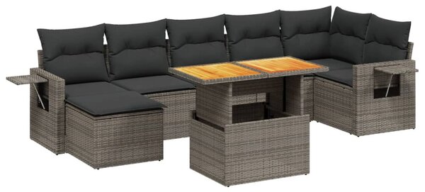 8 részes szürke polyrattan kerti ülőgarnitúra párnákkal