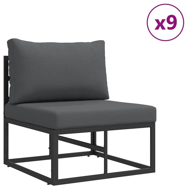 VidaXL Kerti Kanapé Szett párnával 14 pcs Fekete Alumínium