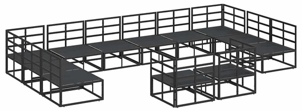 VidaXL Kerti Kanapé Szett párnával 12 pcs Fekete Alumínium