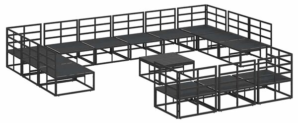 VidaXL Kerti Kanapé Szett párnával 14 pcs Fekete Alumínium