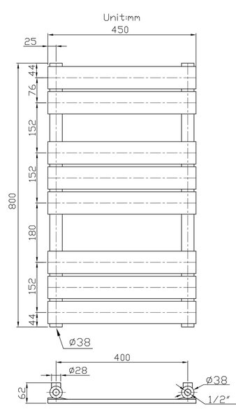 Gamma Erga Classic, radiátor 800x450 mm, 408W, fekete matt, ERG-LAV-CLAS-120450-BK