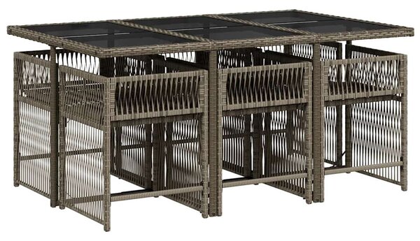 7 részes szürke polyrattan kerti étkezőgarnitúra párnával