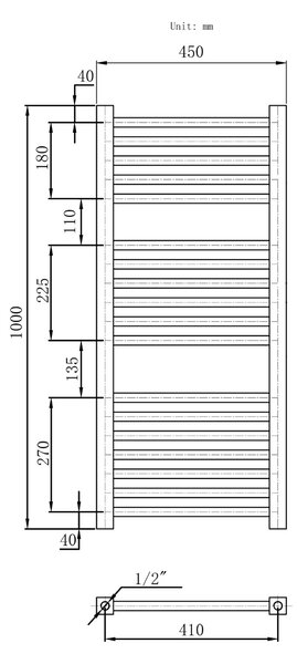 Gamma Erga Proper, radiátor 1000x450 mm, 521W, fehér, ERG-LAV-PROP-10045-WH
