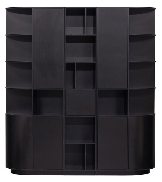 Fekete borovi fenyő moduláris könyvespolc 196x210 cm Finca – WOOOD