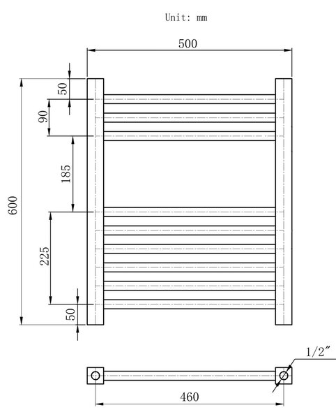 Gamma Erga Proper, radiátor 600x500 mm, 302W, fehér, ERG-LAV-PROP-6050-WH
