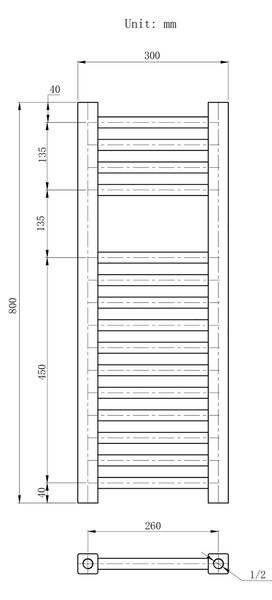 Gamma Erga Proper, radiátor 800x300 mm, 314W, fehér, ERG-LAV-PROP-8030-WH