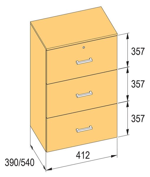 K-BBP R3 típusú irattartó szekrény, belső szélesség 412 mm / 390 mm, magasság 10