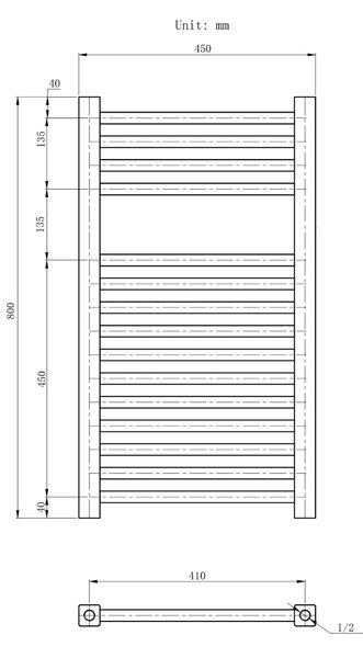 Gamma Erga Proper, radiátor 800x450 mm, 428W, fehér, ERG-LAV-PROP-8045-WH