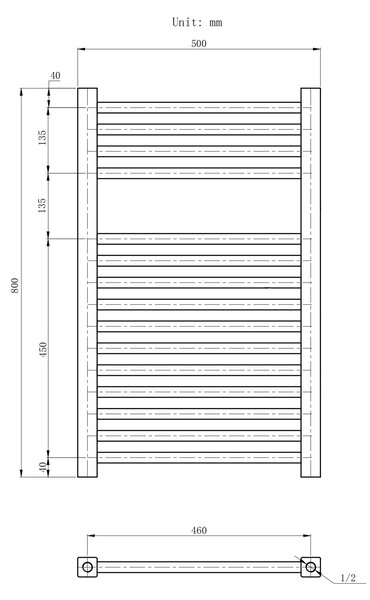 Gamma Erga Proper, radiátor 800x500 mm, 466W, fehér, ERG-LAV-PROP-8050-WH