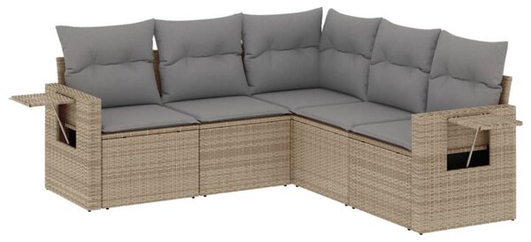 5 részes bézs polyrattan kerti ülőgarnitúra párnákkal