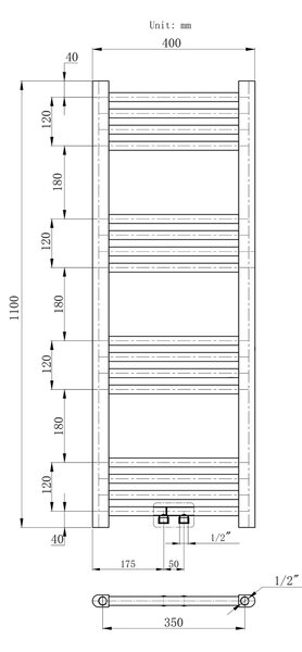 Gamma Erga Simple, radiátor 1100x400 mm, 372 W, fehér, ERG-LAV-SIMP-11040-WH