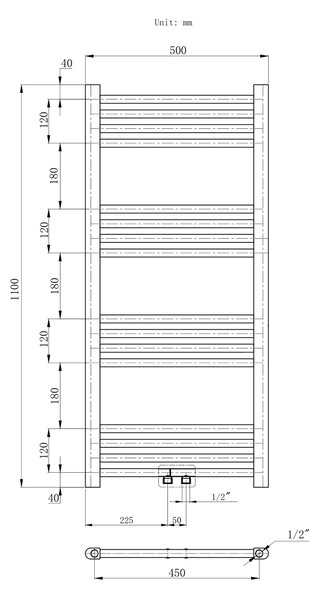 Gamma Erga Simple, radiátor 1100x500 mm, 437 W, fehér, ERG-LAV-SIMP-11050-WH
