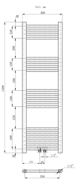 Gamma Erga Simple, radiátor 1300x400 mm, 441 W, fehér, ERG-LAV-SIMP-13040-WH
